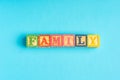 Ã¢â¬ÅFAMILYÃ¢â¬Â wordings on wooden blocks